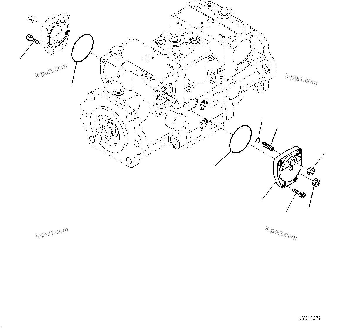 Komatsu parts book diagram for D61PX-24 S/N 48001-UP: HYDRAULIC PUMP, HST PUMP (5/11)(#40001-46683)