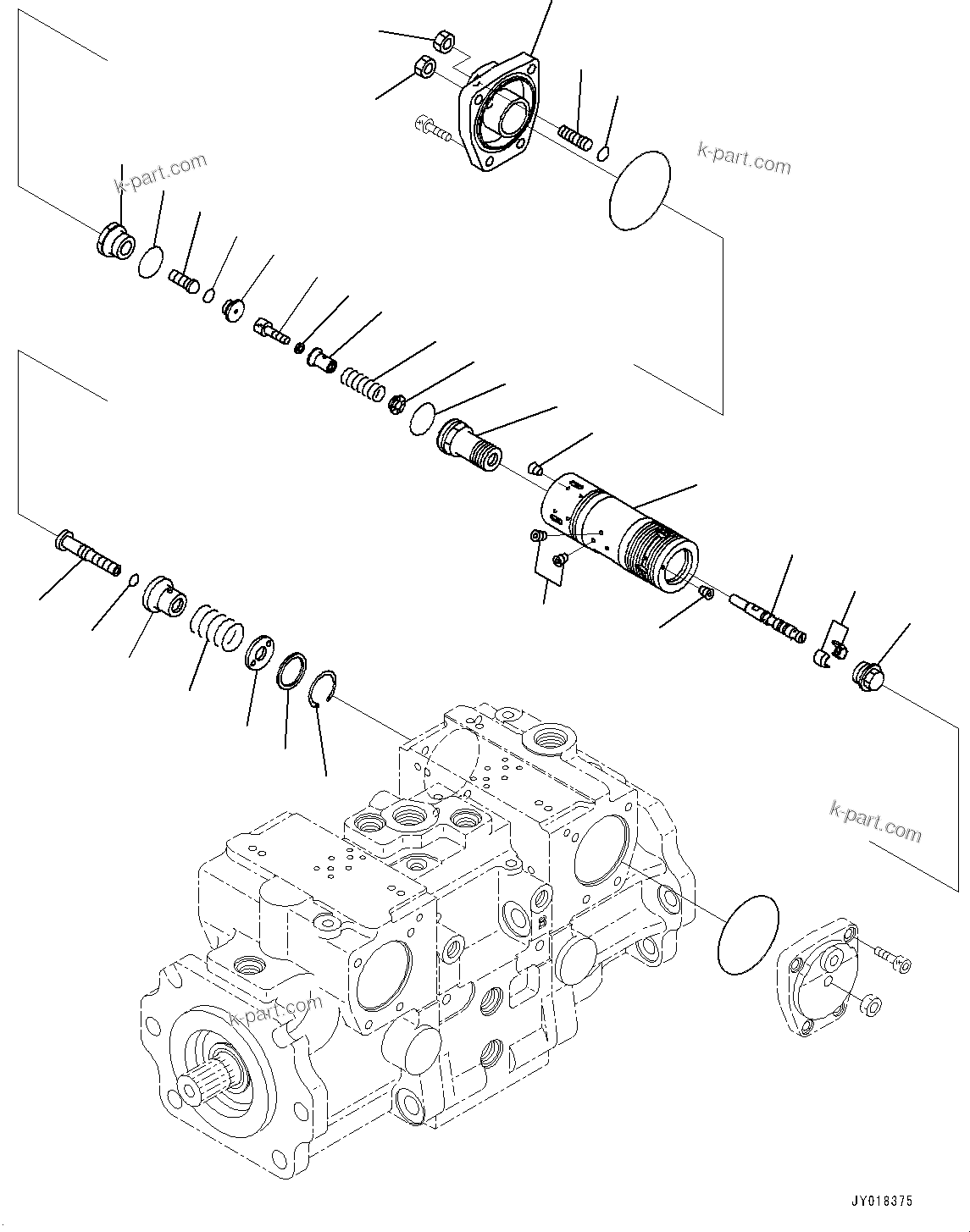 Komatsu parts book diagram for D61PX-24 S/N 48001-UP: HYDRAULIC PUMP, HST PUMP (8/11)(#40001-46683)