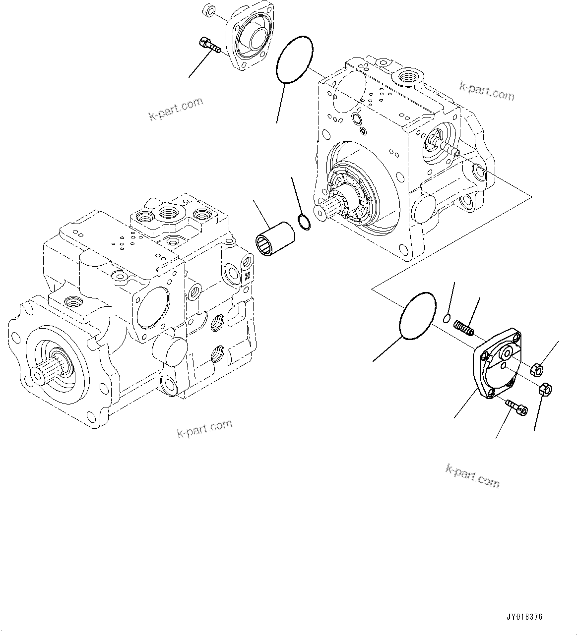 Komatsu parts book diagram for D61PX-24 S/N 48001-UP: HYDRAULIC PUMP, HST PUMP (9/11)(#40001-46683)