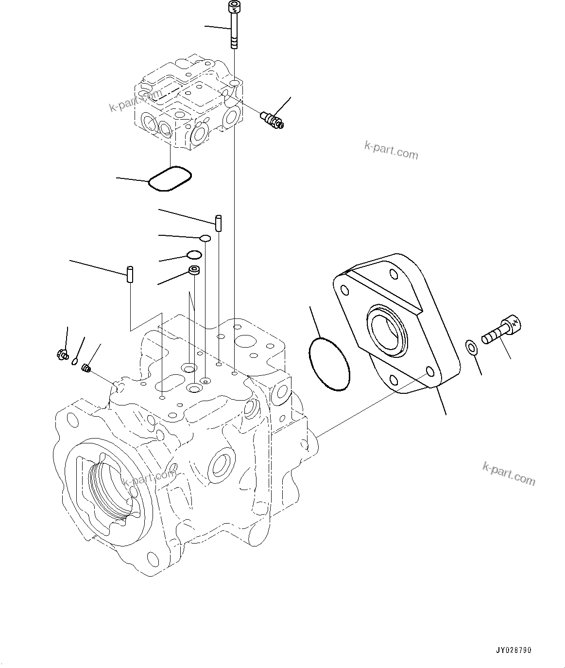 Komatsu parts book diagram for D61PX-24 S/N 48001-UP: HYDRAULIC PUMP, WORK EQUIPMENT AND FAN PUMP (4/4)(#40001-)