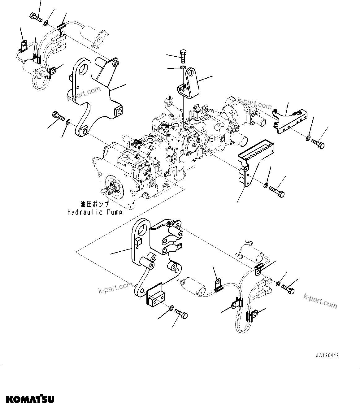 Komatsu parts book diagram for D61PX-24 S/N 48001-UP: HYDRAULIC PUMP, MOUNTING(#46684-)