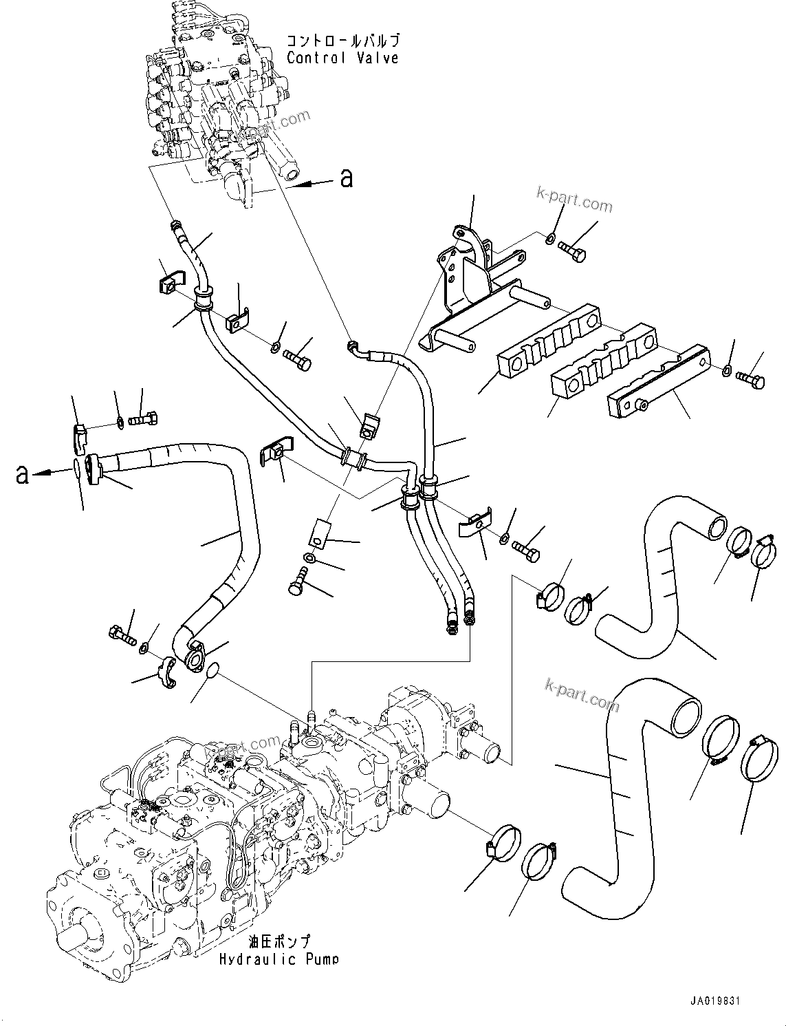 Komatsu parts book diagram for D61PX-24 S/N 48001-UP: HYDRAULIC PUMP PIPING, DELIVERY PIPING(#40001-)