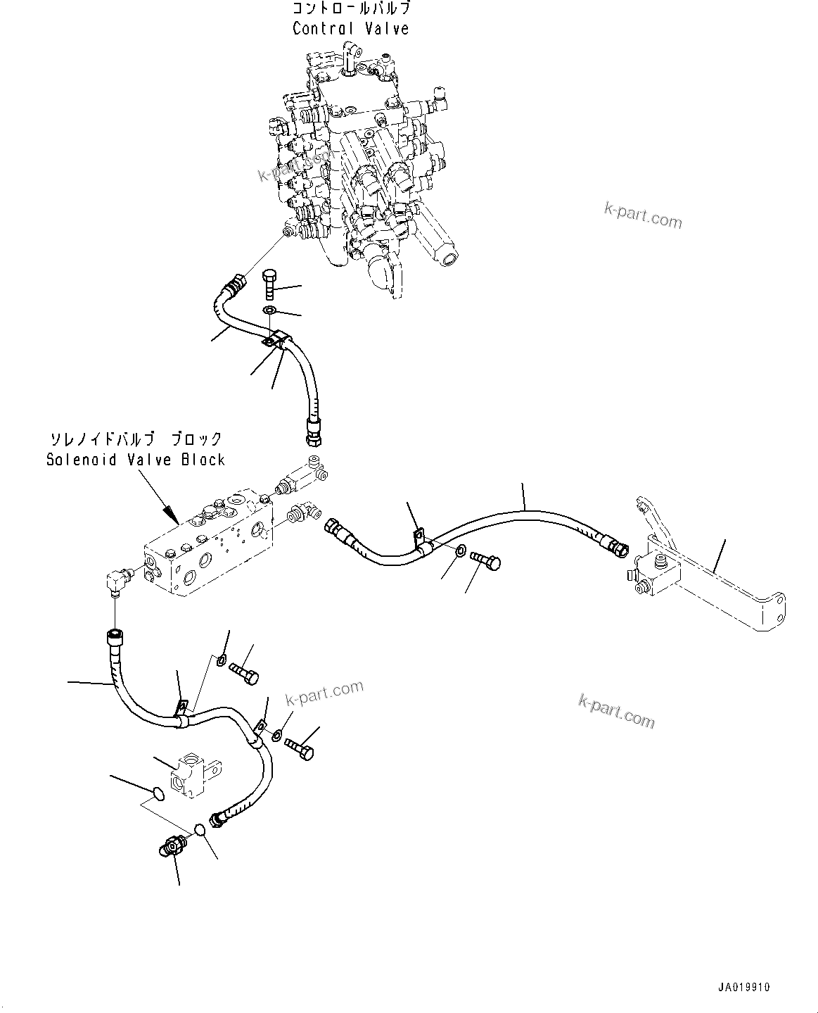 Komatsu parts book diagram for D61PX-24 S/N 48001-UP: PROPORTIONAL PRESSURE CONTROL (PPC) PIPING, SOLENOID VALVE PIPING(#45001-)