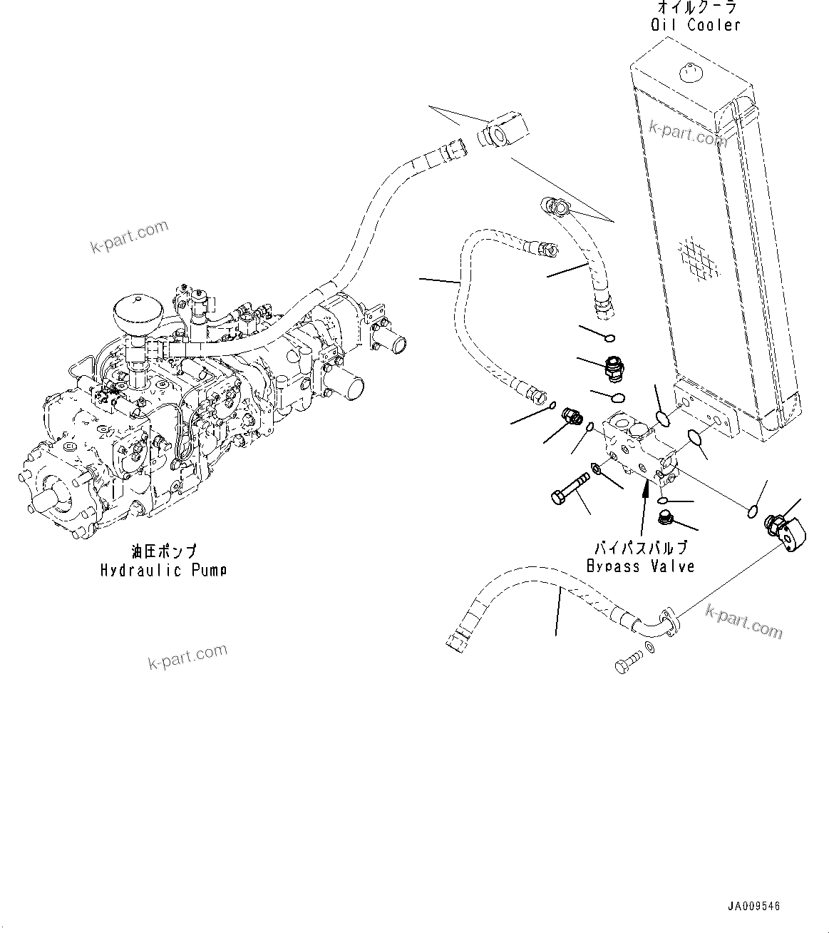 Komatsu parts book diagram for D61PX-24 S/N 48001-UP: PROPORTIONAL PRESSURE CONTROL (PPC) PIPING, BYPASS VALVE MOUNTING(#45001-)