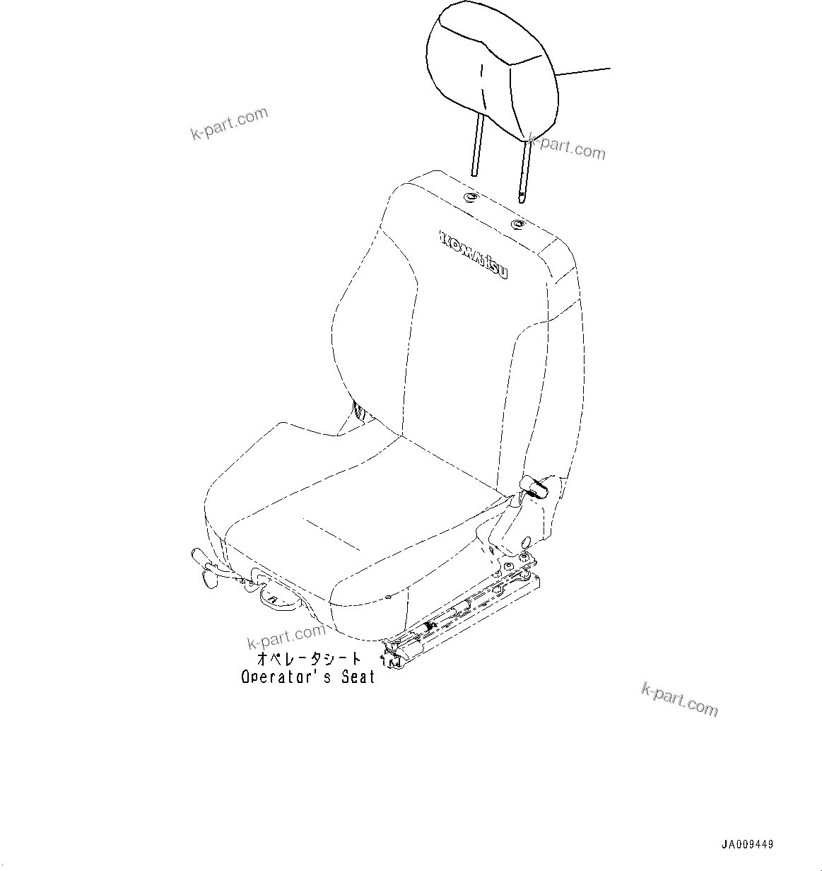Komatsu parts book diagram for D61PX-24 S/N 48001-UP: OPERATOR'S SEAT HEADREST, (KAB)(#40001-)