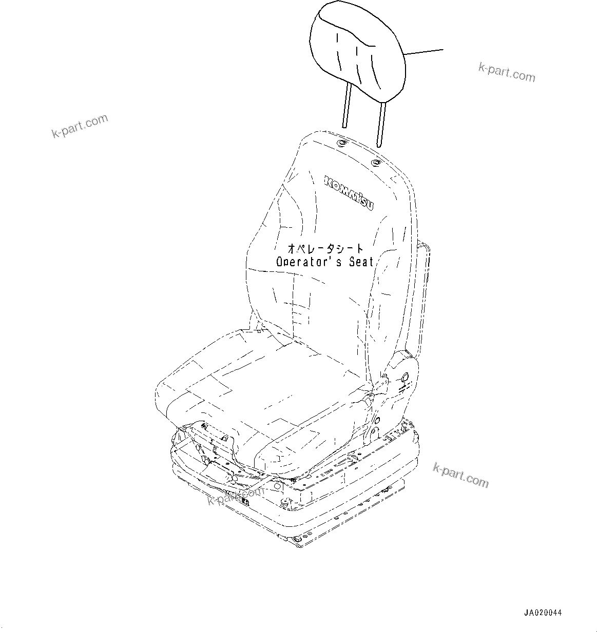 Komatsu parts book diagram for D61PX-24 S/N 48001-UP: OPERATOR'S SEAT HEADREST, (GRAMMER)(#40001-)
