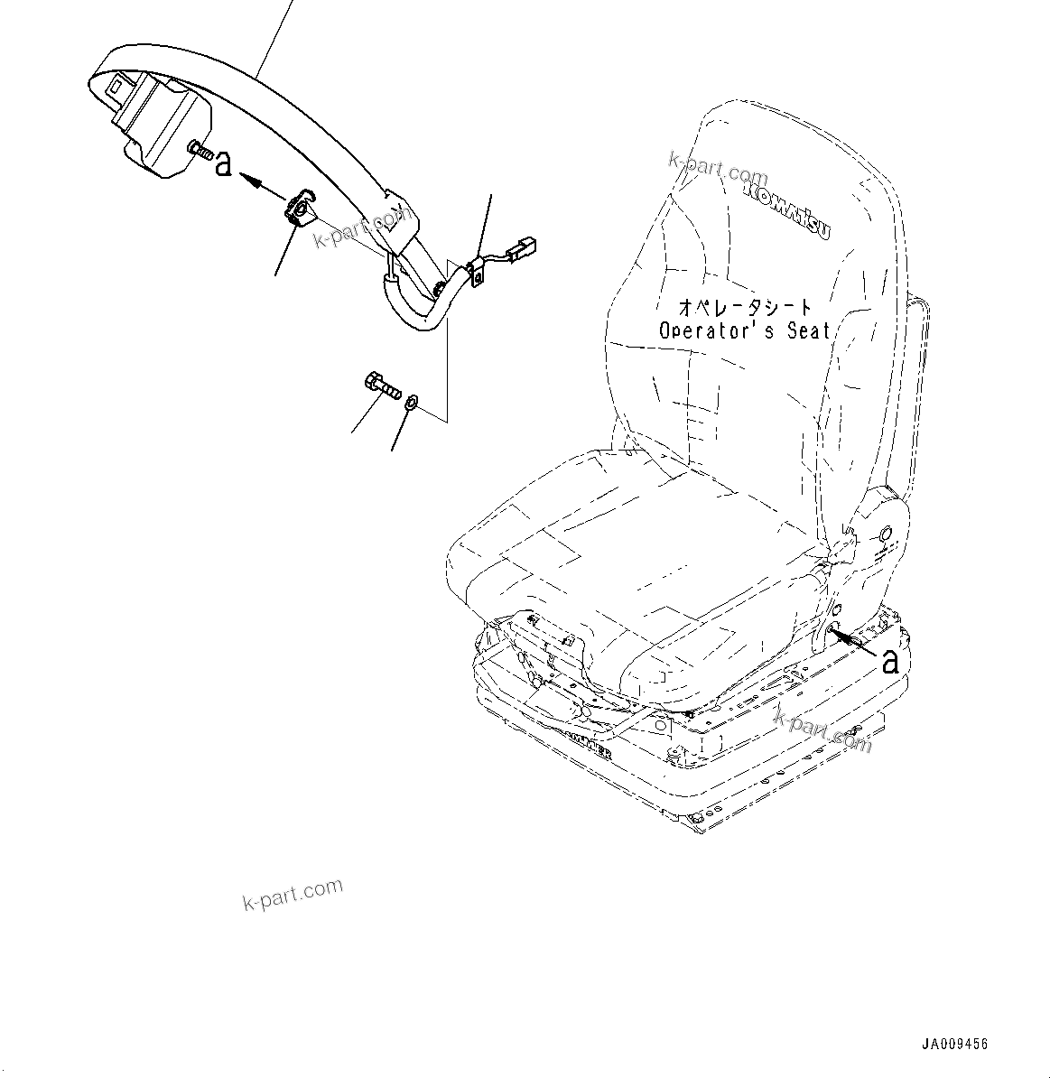 Komatsu parts book diagram for D61PX-24 S/N 48001-UP: SEAT BELT, (AIR SUSPENSION TYPE, FABRIC, TILT, HI-BACK TYPE, WITH HEATER, GRAMMER)(#40001-)