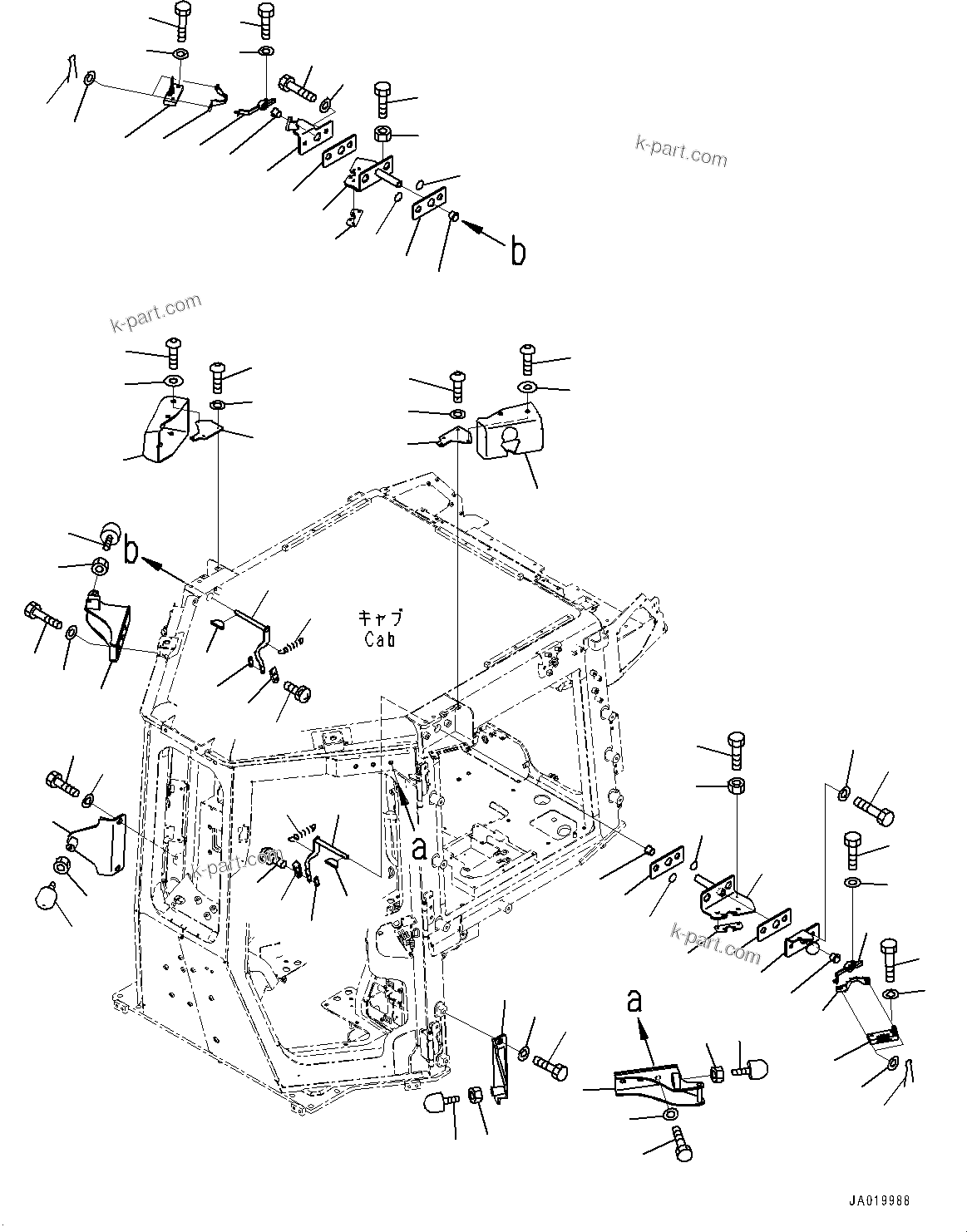 Komatsu parts book diagram for D61PX-24 S/N 48001-UP: CAB, DOOR OPEN LOCK(#46272-)