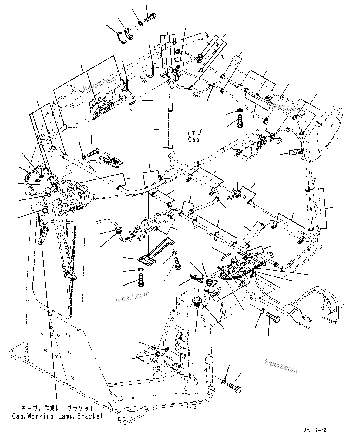 Komatsu parts book diagram for D61PX-24 S/N 48001-UP: CAB, CAB WIRING HARNESS MOUNTING(#46272-)