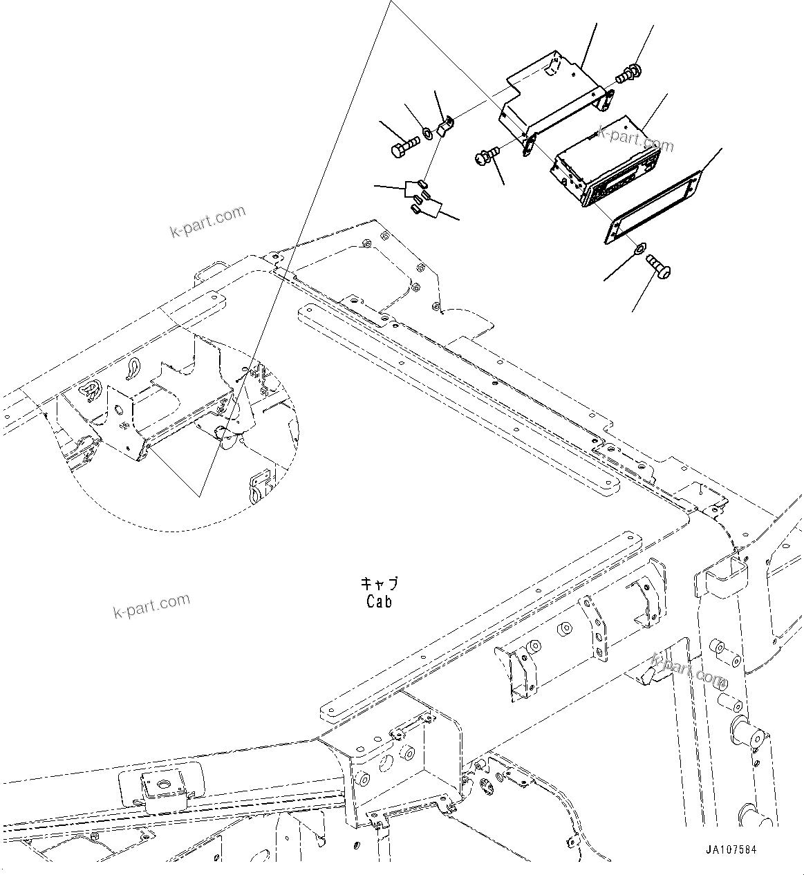 Komatsu parts book diagram for D61PX-24 S/N 48001-UP: CAB, RADIO (FOR GATEWAY FUNCTION CONTROLLER, IRIDIUM)(#46272-)