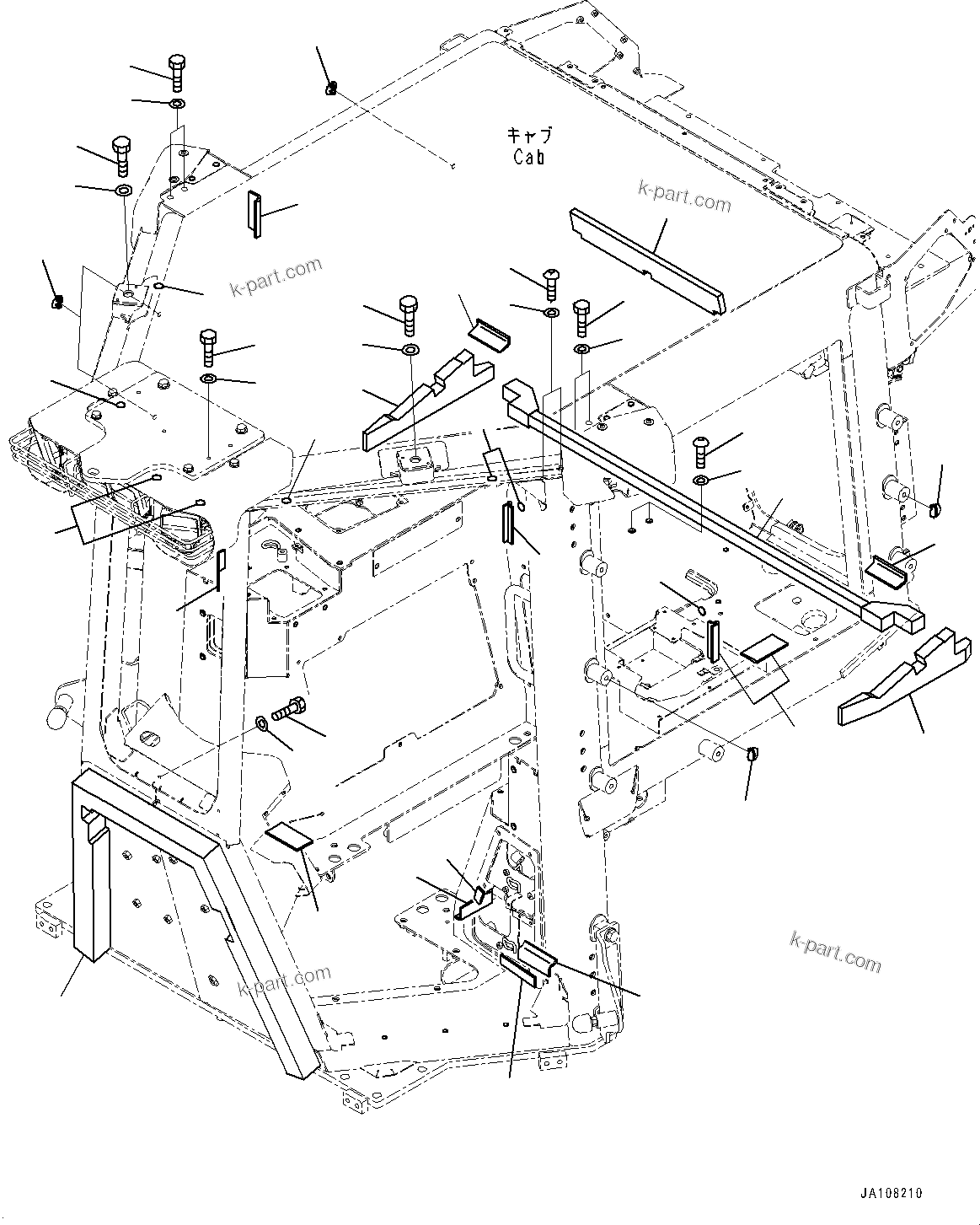 Komatsu parts book diagram for D61PX-24 S/N 48001-UP: CAB, OUTSIDE SEAL(#46272-)