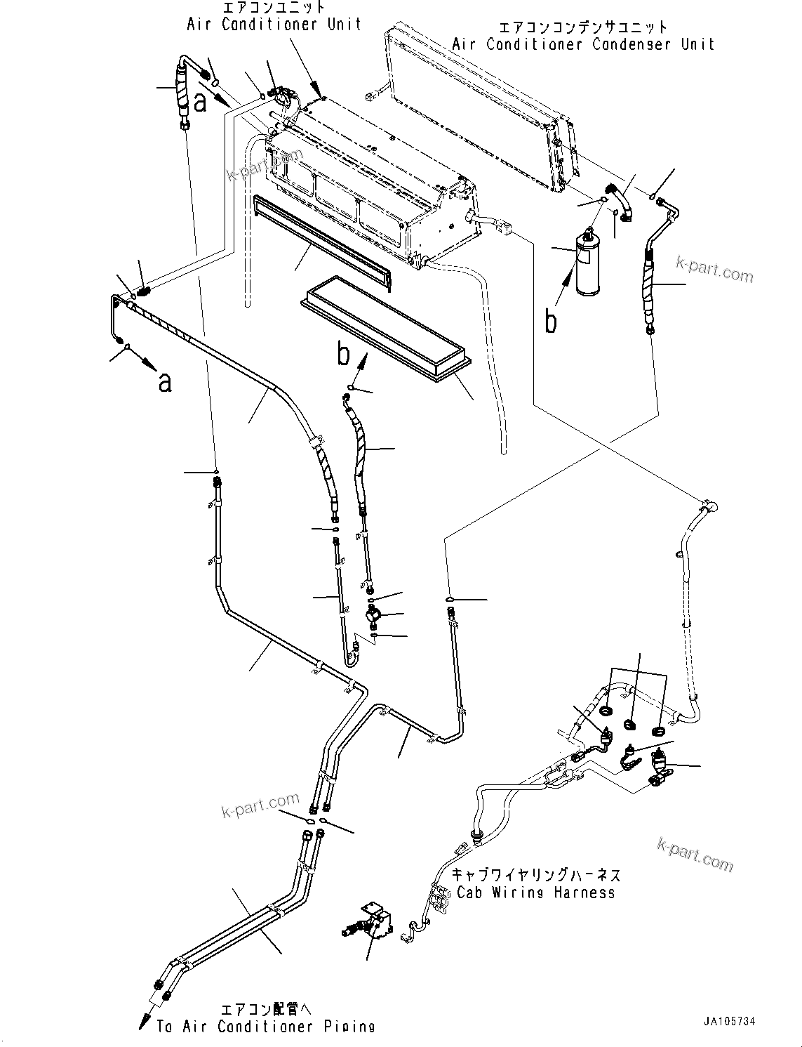 Komatsu parts book diagram for D61PX-24 S/N 48001-UP: CAB, AIR CONDITIONER RECIRCULATION AIR FILTER AND FRESH AIR FILTER, RECEIVER(#46272-)