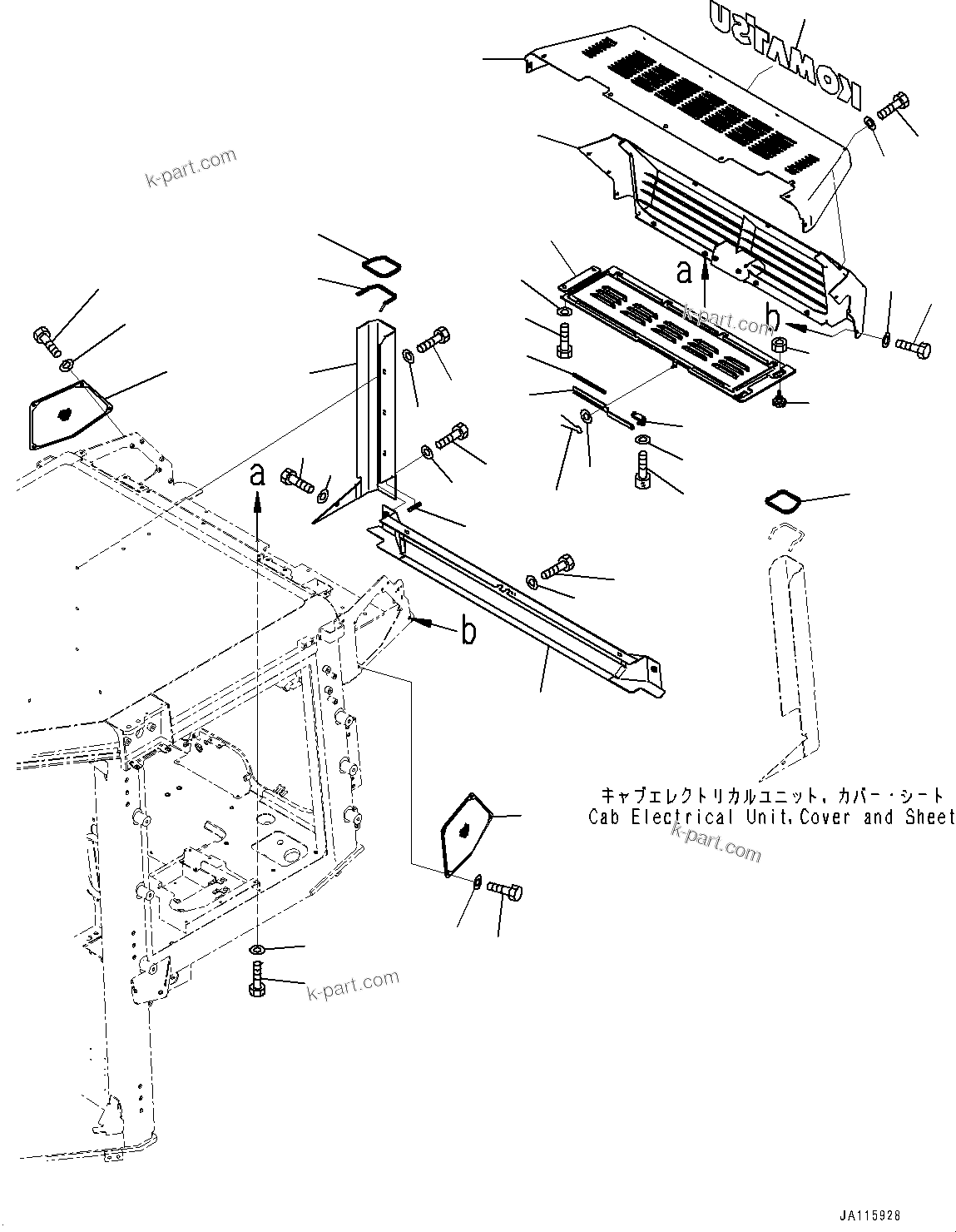 Komatsu parts book diagram for D61PX-24 S/N 48001-UP: CAB, AIR CONDITIONER COVER(#46272-)