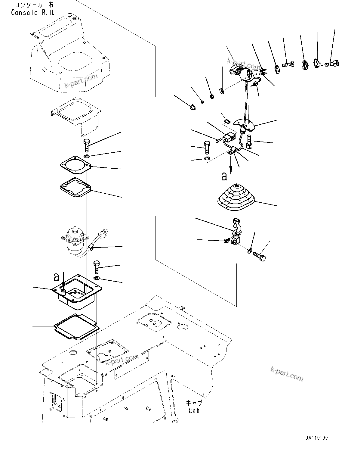 Komatsu parts book diagram for D61PX-24 S/N 48001-UP: CAB, WORK EQUIPMENT CONTROL LEVER(#46272-)