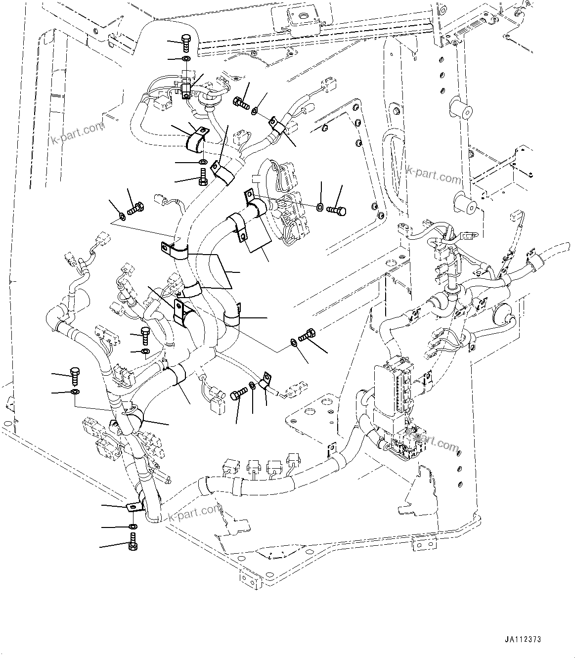 Komatsu parts book diagram for D61PX-24 S/N 48001-UP: CAB, DASHBOARD WIRING HARNESS MOUNTING (1/2)(#46272-)