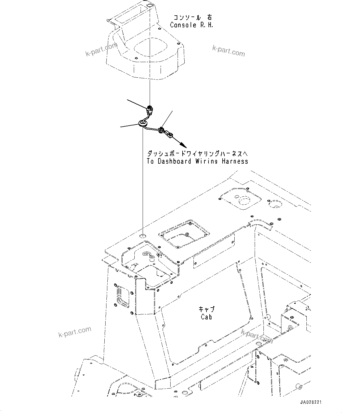Komatsu parts book diagram for D61PX-24 S/N 48001-UP: CAB, HORN SWITCH(#46272-)