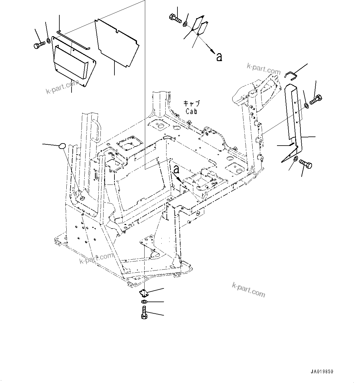 Komatsu parts book diagram for D61PX-24 S/N 48001-UP: CAB ELECTRICAL UNIT, COVER AND SHEET(#45001-)