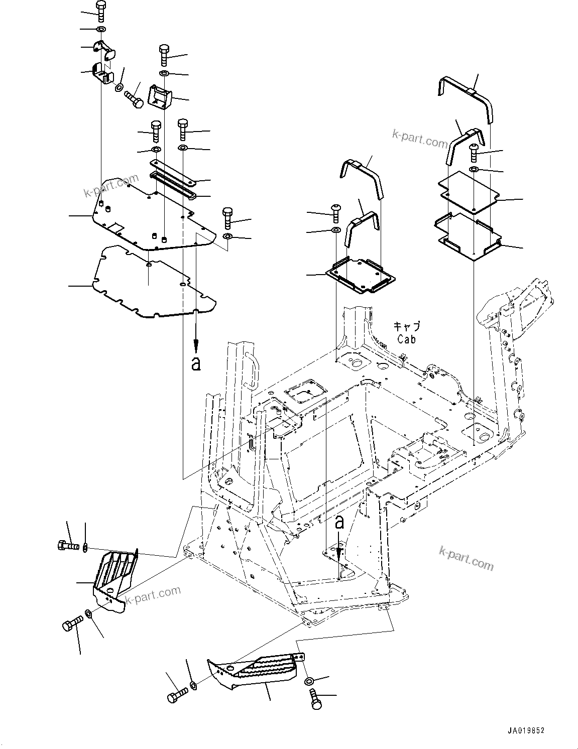 Komatsu parts book diagram for D61PX-24 S/N 48001-UP: CAB ELECTRICAL UNIT, BRACKET(#45001-)