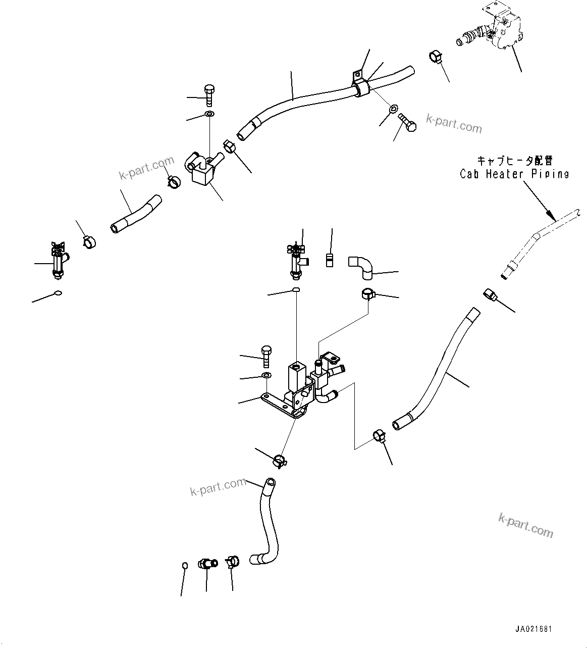 Komatsu parts book diagram for D61PX-24 S/N 48001-UP: AIR CONDITIONER PIPING, HEATER PIPING(#40001-)