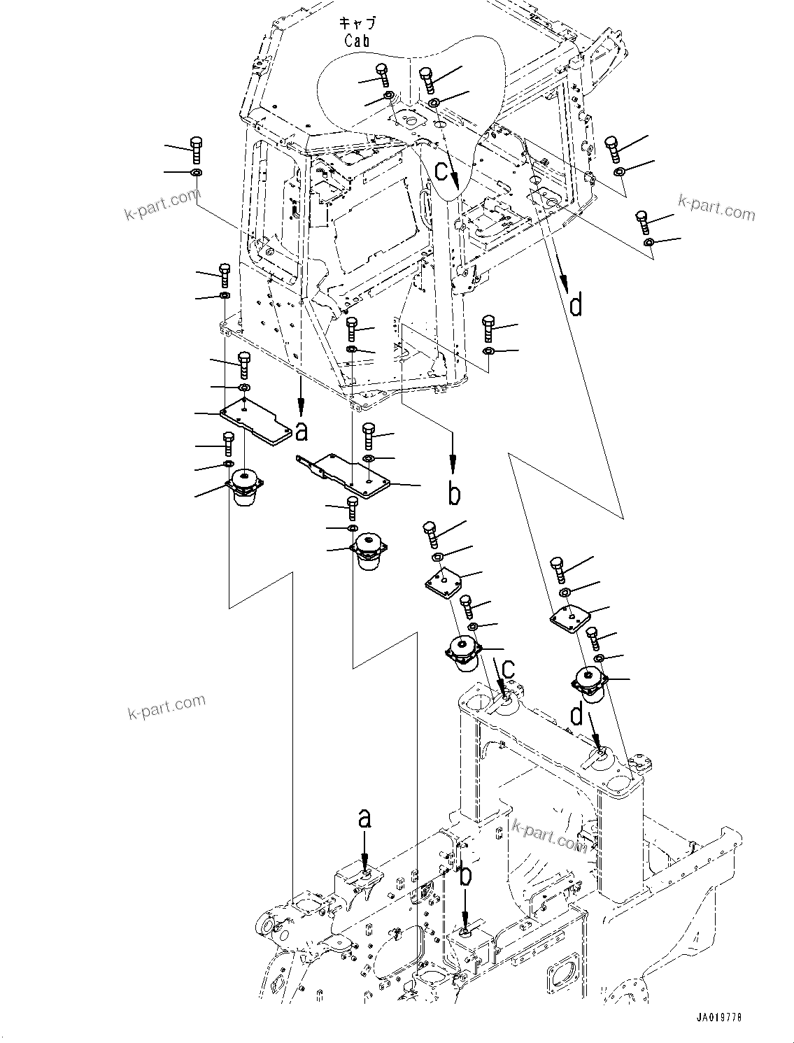 Komatsu parts book diagram for D61PX-24 S/N 48001-UP: FLOOR MOUNTING, (#40001-)