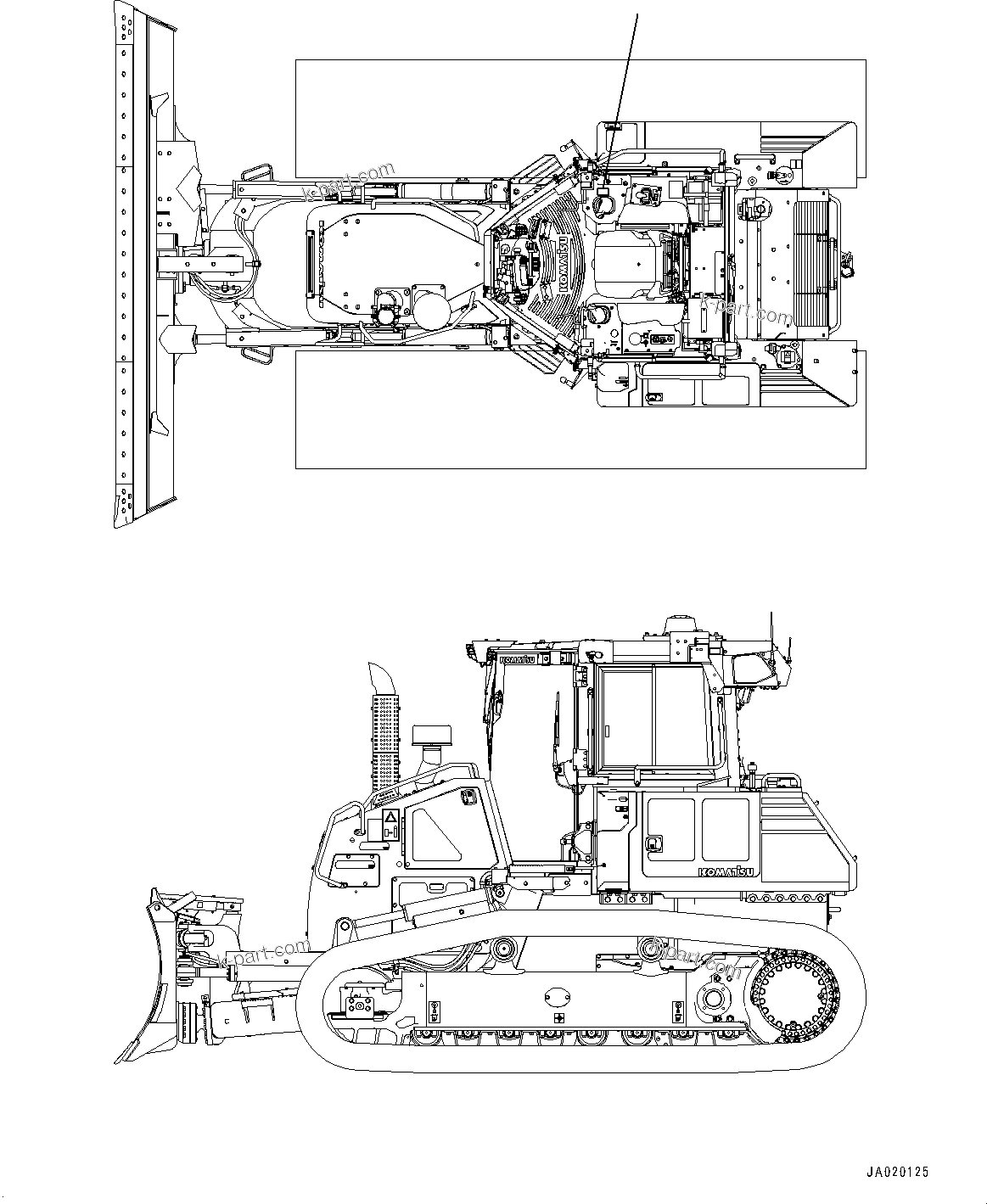 Komatsu parts book diagram for D61PX-24 S/N 48001-UP: BLADE CONTROL PLATE, (#40001-)