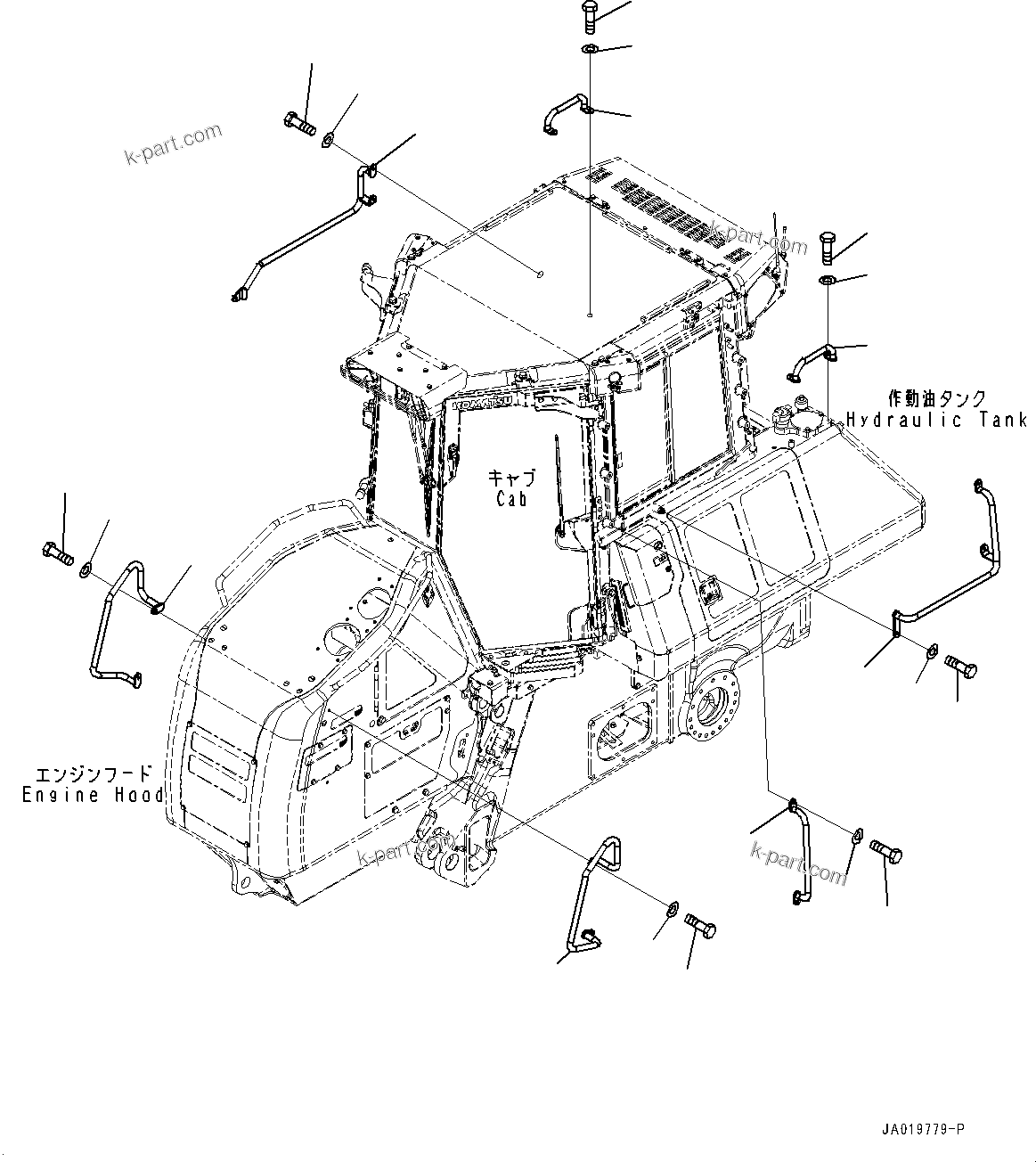 Komatsu parts book diagram for D61PX-24 S/N 48001-UP: HANDRAIL, (#40001-)
