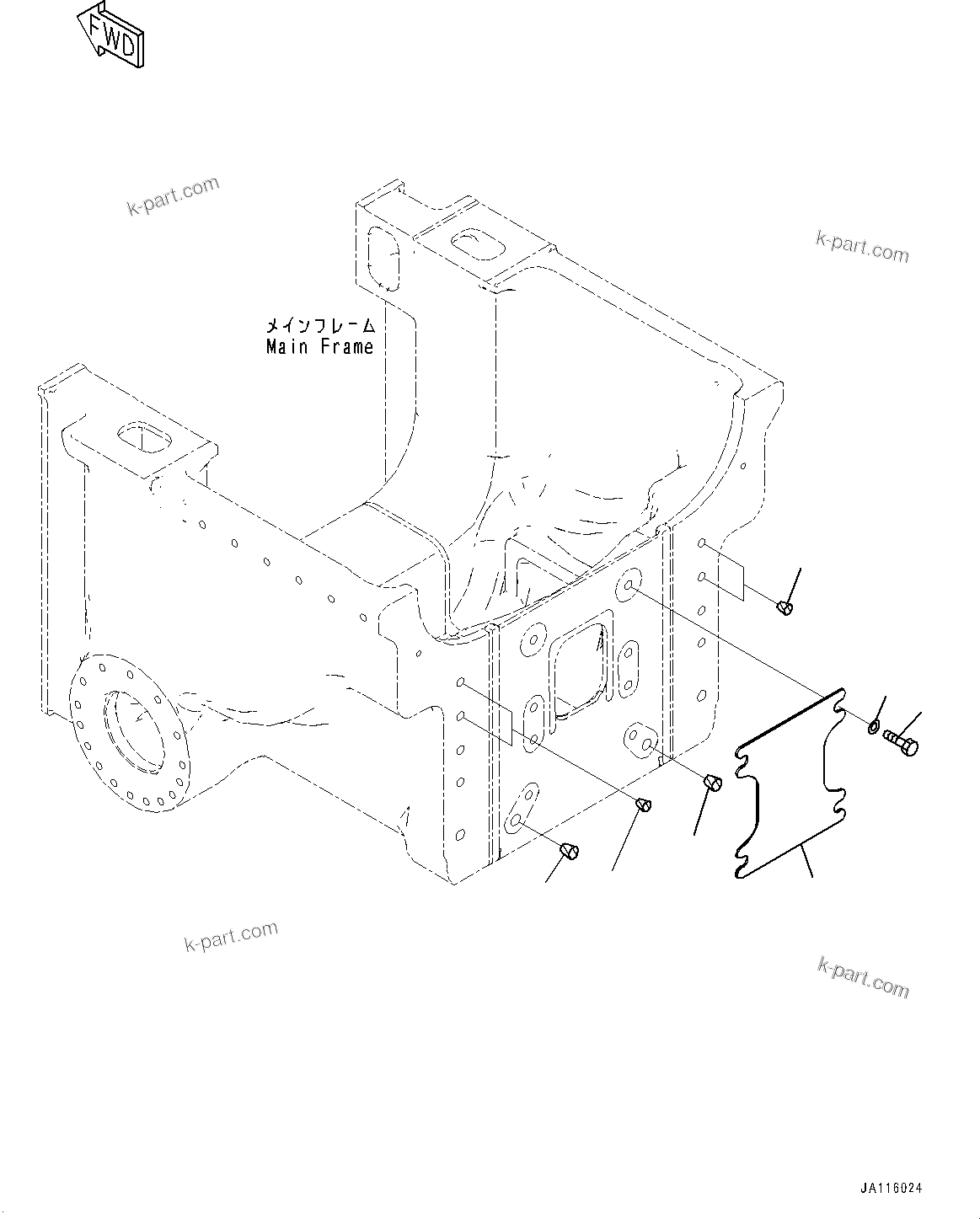Komatsu parts book diagram for D61PX-24 S/N 48001-UP: REAR COVER, (LONG DRAWBAR TYPE)(#46272-)