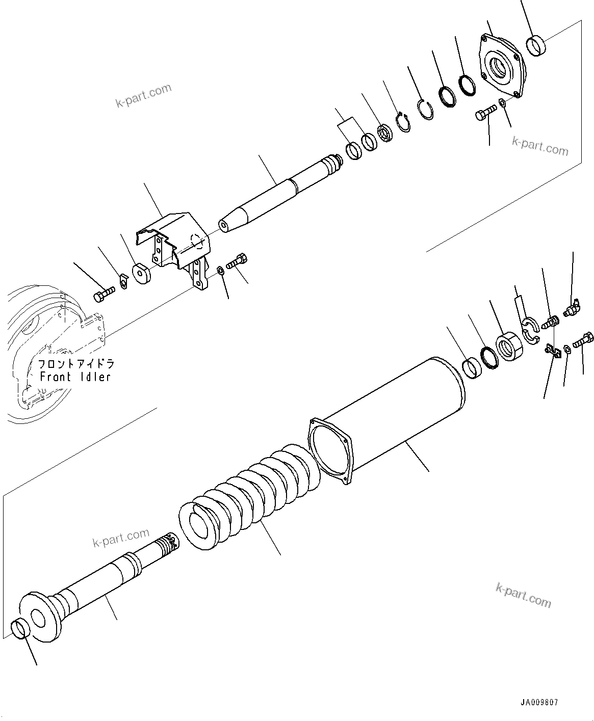 Komatsu parts book diagram for D61PX-24 S/N 48001-UP: IDLER CUSHION, (#40001-)