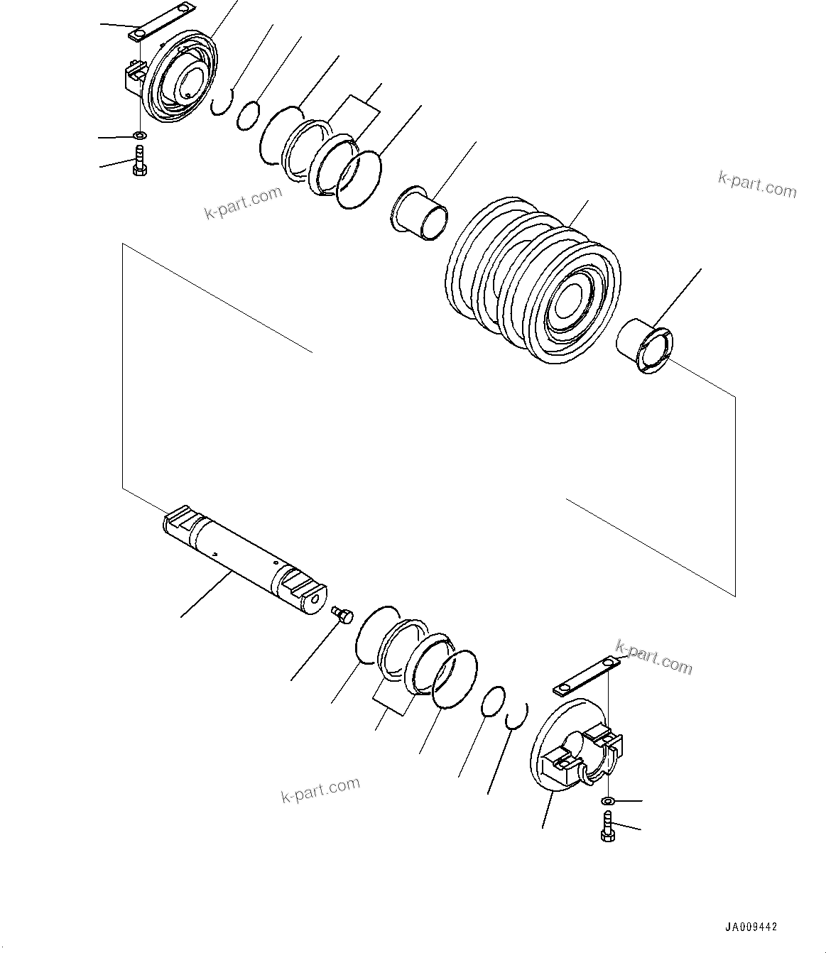 Komatsu parts book diagram for D61PX-24 S/N 48001-UP: TRACK ROLLER, DOUBLE FLANGE(#40001-)