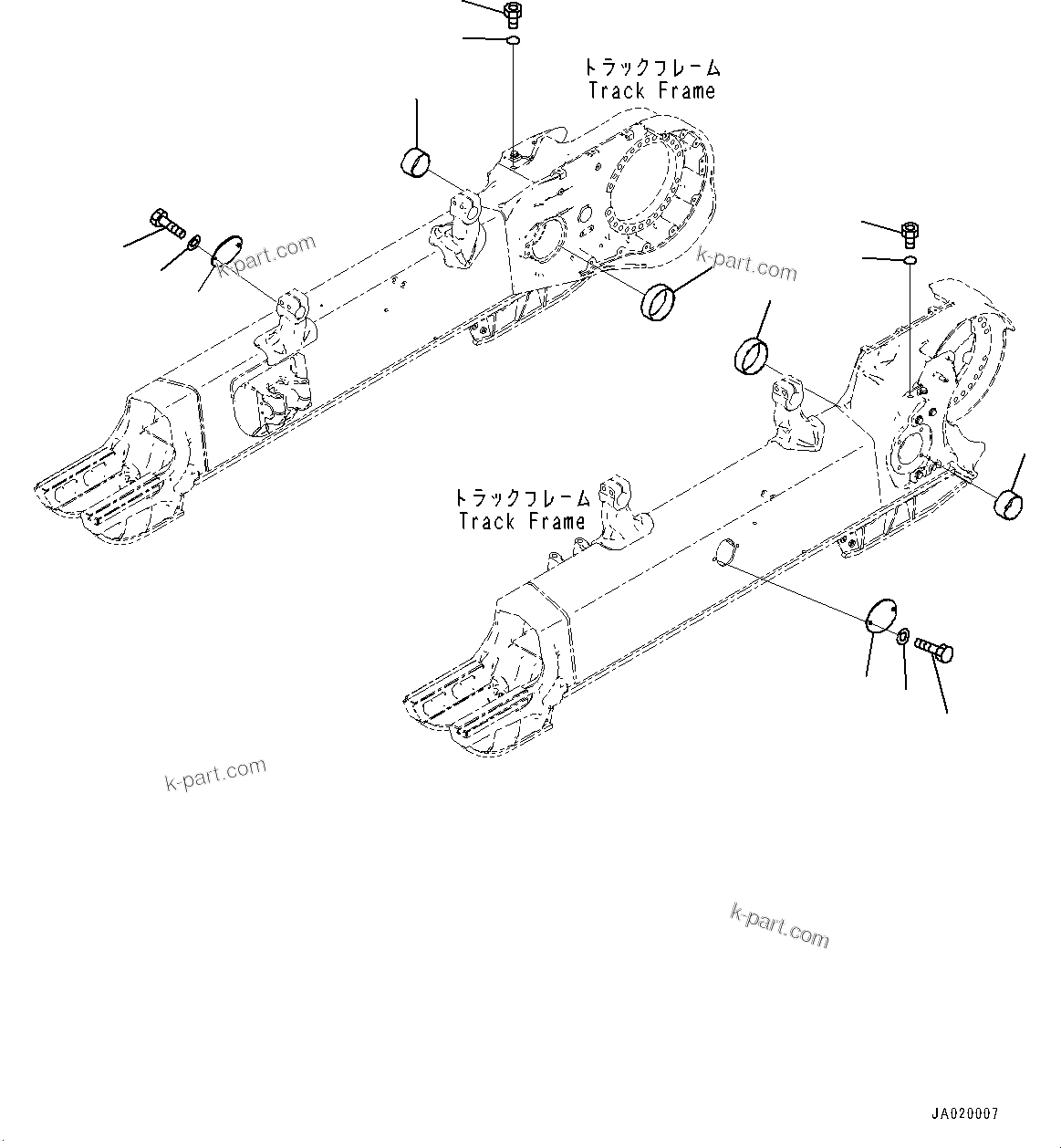 Komatsu parts book diagram for D61PX-24 S/N 48001-UP: TRACK FRAME RELATED PARTS, (#40001-)
