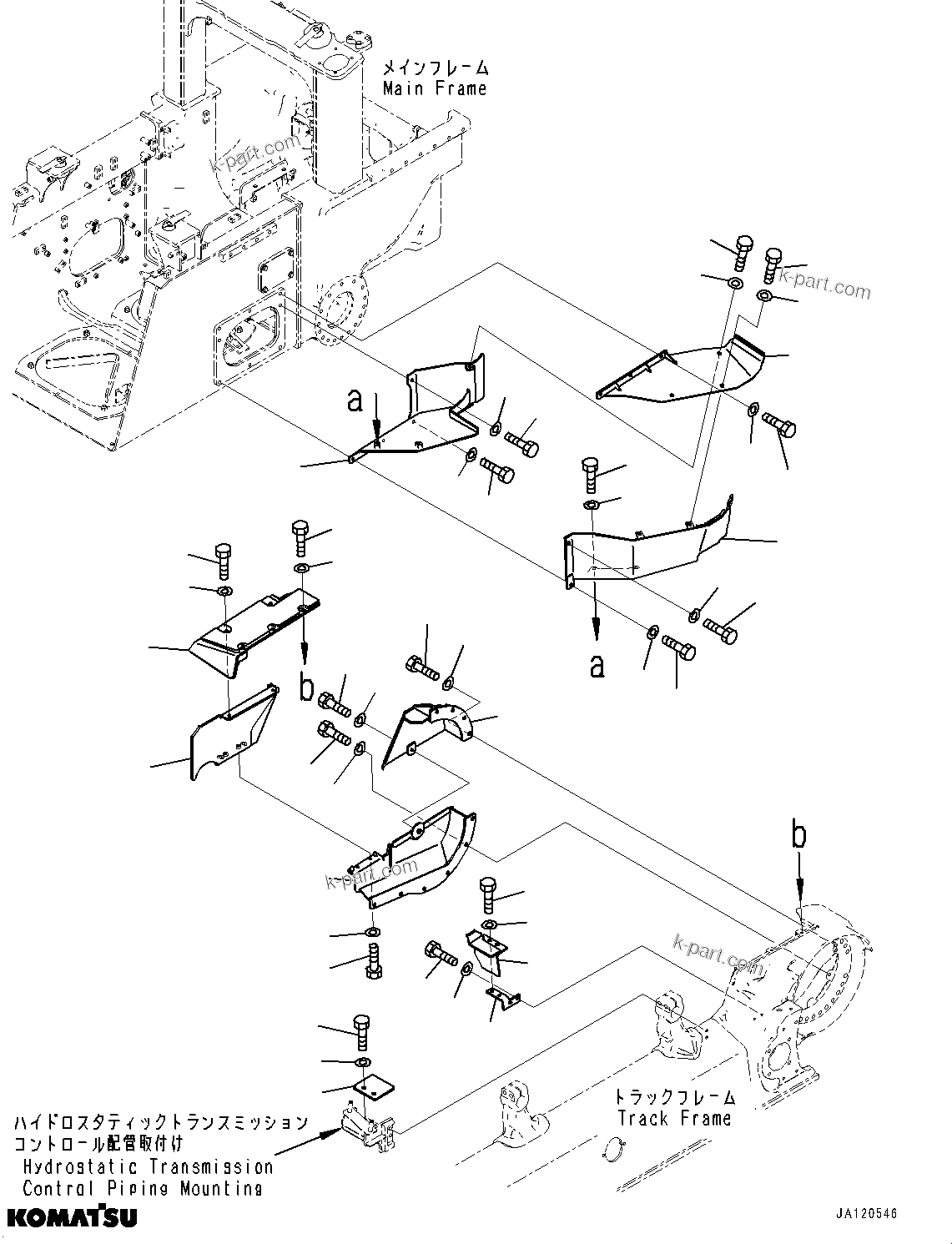 Komatsu parts book diagram for D61PX-24 S/N 48001-UP: TRACK FRAME COVER, L.H.(#46685-)