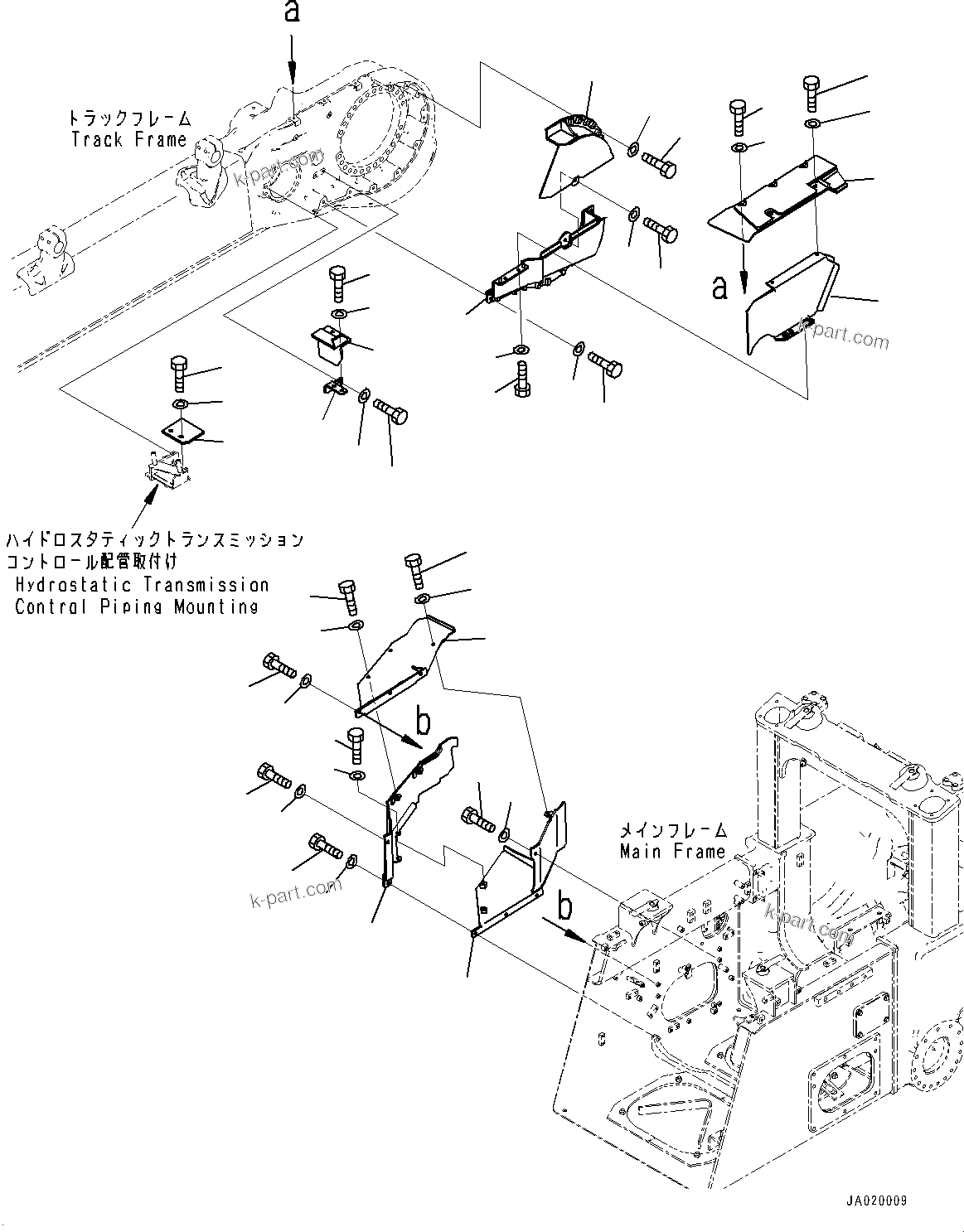 Komatsu parts book diagram for D61PX-24 S/N 48001-UP: TRACK FRAME COVER, R.H.(#40001-46684)