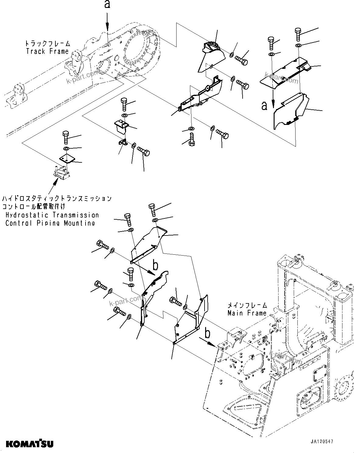 Komatsu parts book diagram for D61PX-24 S/N 48001-UP: TRACK FRAME COVER, R.H.(#46685-)