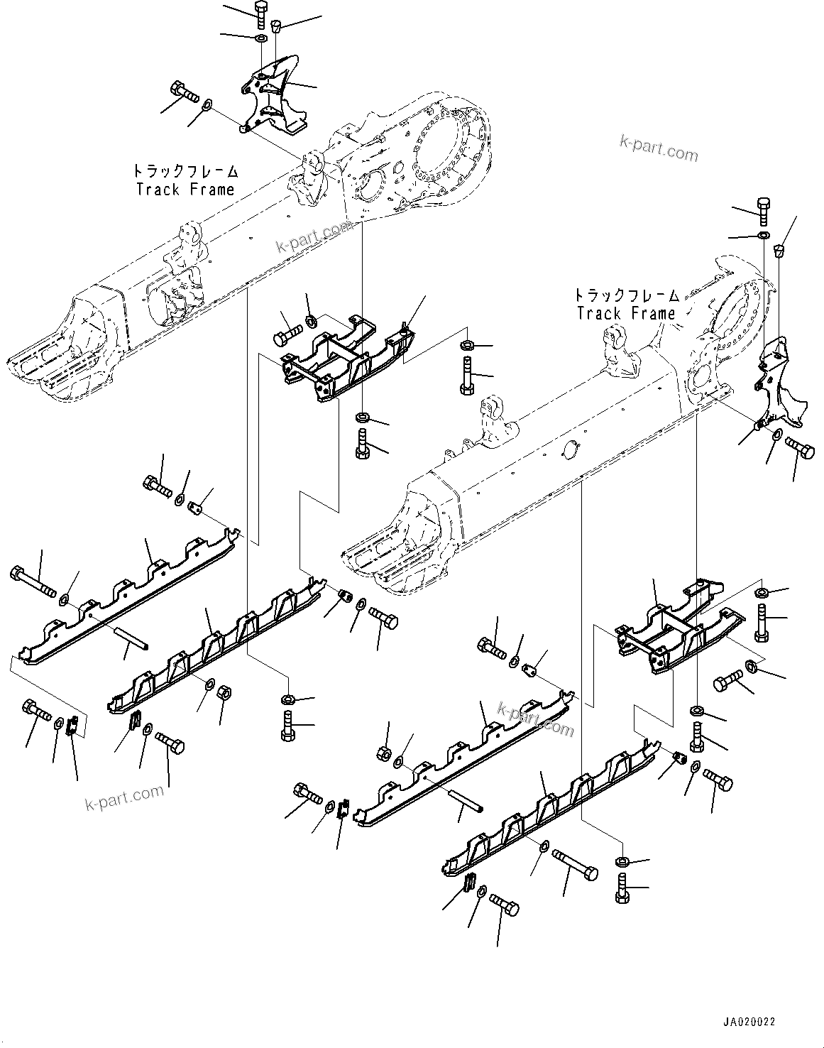 Komatsu parts book diagram for D61PX-24 S/N 48001-UP: TRACK ROLLER GUARD, (SEGMENTED FULL TYPE)(#40001-40046)
