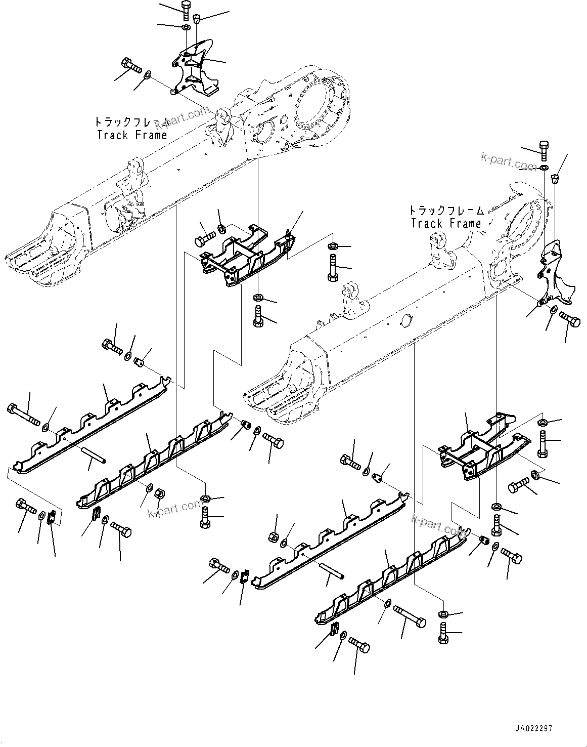 Komatsu parts book diagram for D61PX-24 S/N 48001-UP: TRACK ROLLER GUARD, (SEGMENTED FULL TYPE)(#40047-)
