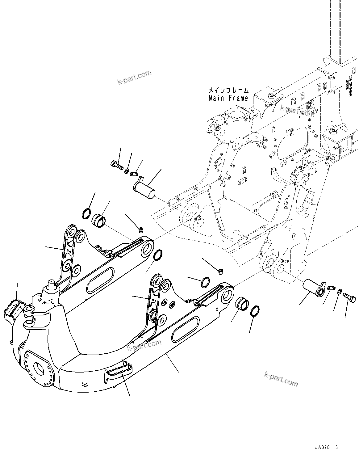 Komatsu parts book diagram for D61PX-24 S/N 48001-UP: DOZER FRAME, (#40001-)