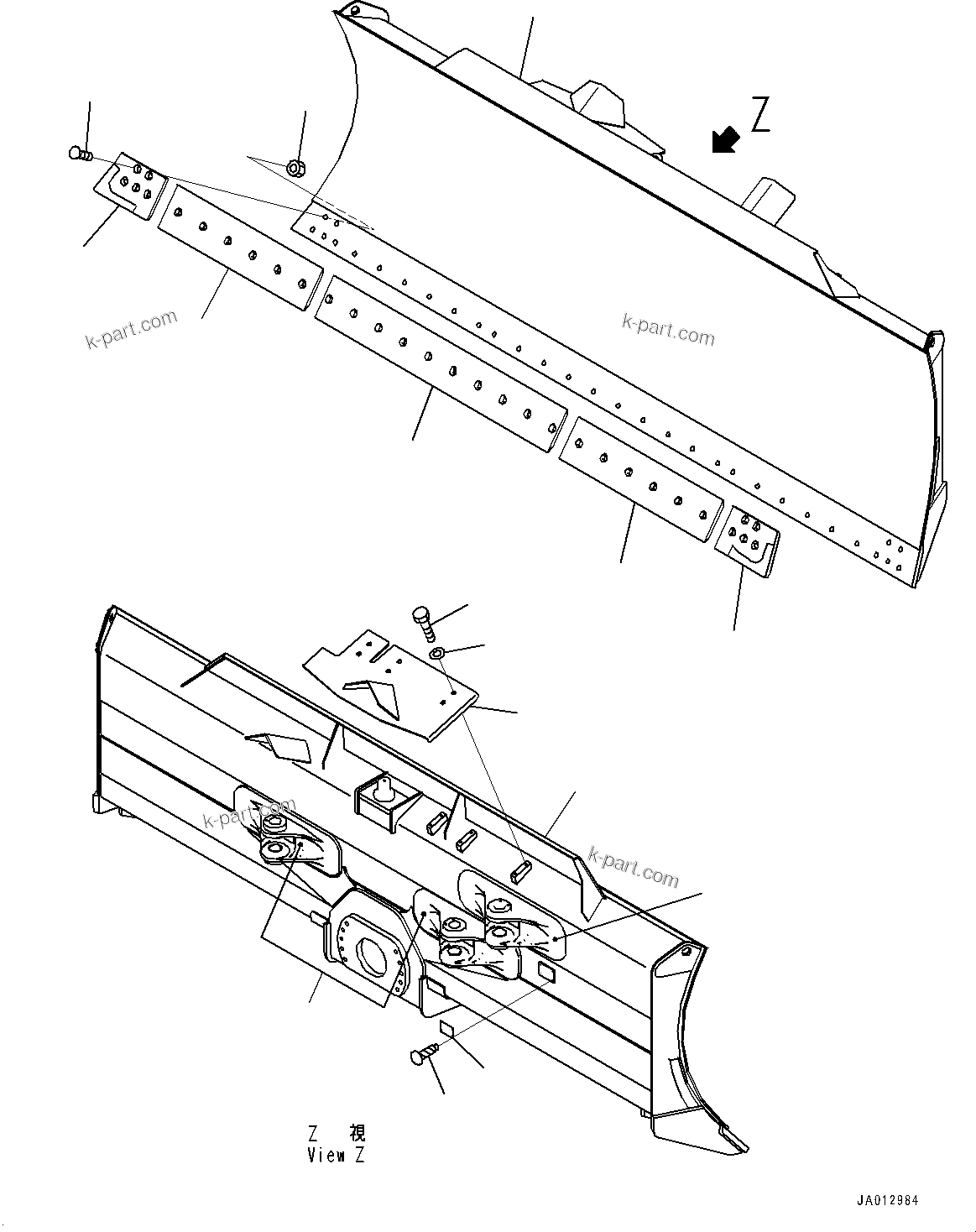 Komatsu parts book diagram for D61PX-24 S/N 48001-UP: DOZER BLADE, (#40001-45709)