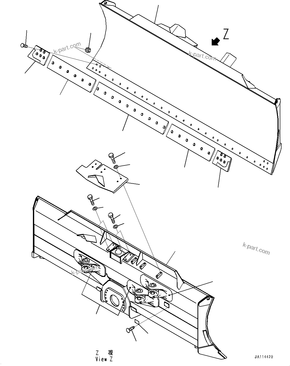 Komatsu parts book diagram for D61PX-24 S/N 48001-UP: DOZER BLADE, (#46093-)