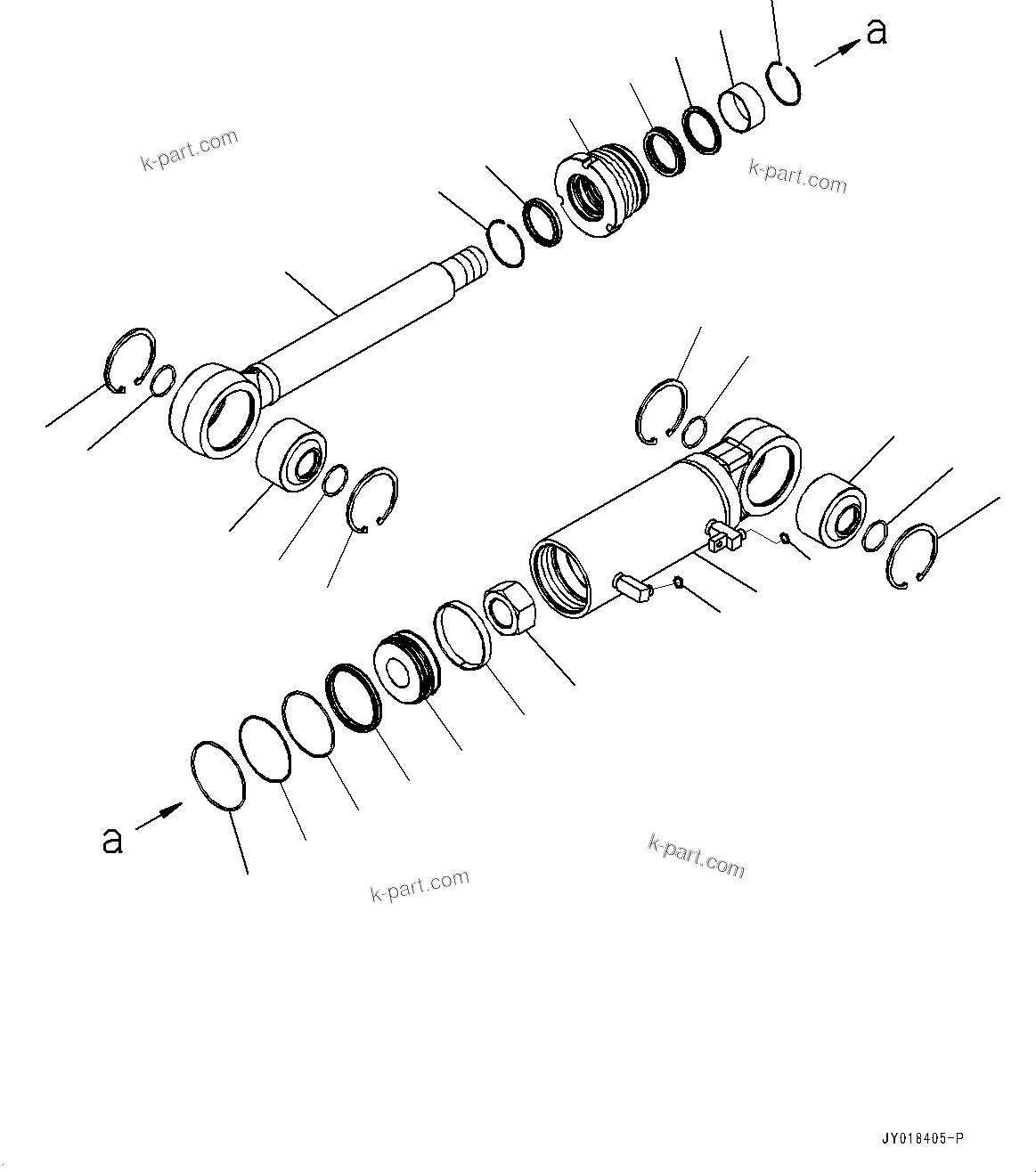 Komatsu parts book diagram for D61PX-24 S/N 48001-UP: TILT CYLINDER, INNER PARTS, BLADE TILT CYLINDER(#40001-)