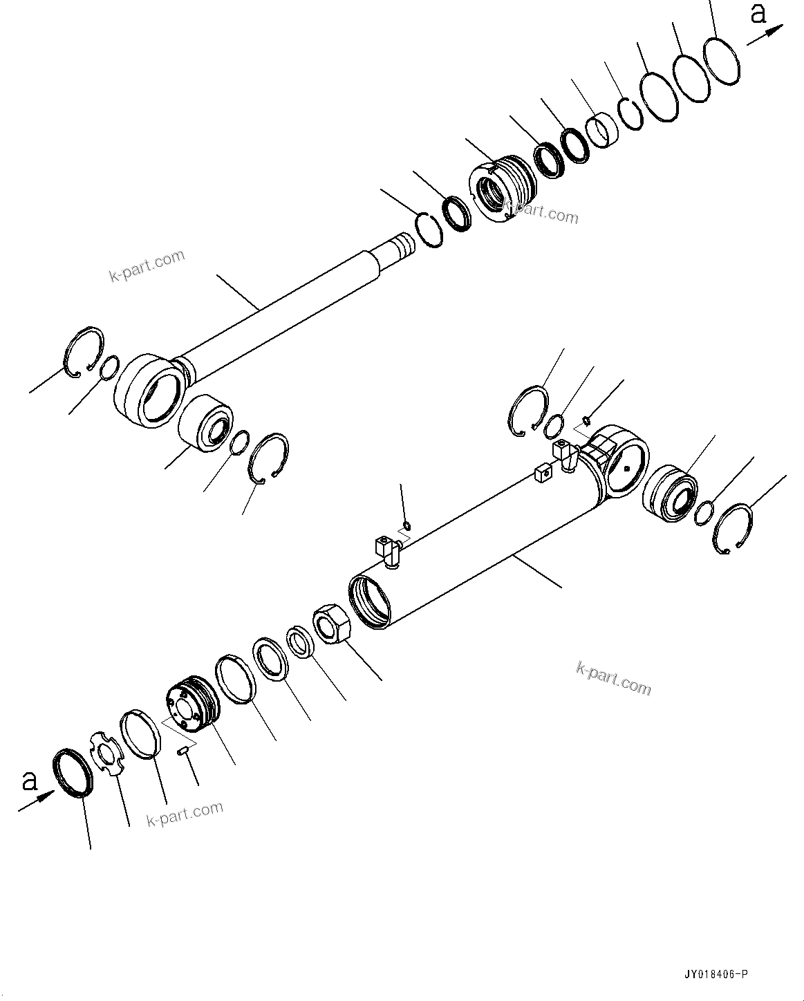 Komatsu parts book diagram for D61PX-24 S/N 48001-UP: ANGLE CYLINDER, INNER PARTS, BLADE ANGLE CYLINDER(#40001-40632)