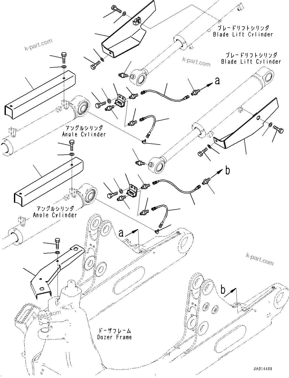 Komatsu parts book diagram for D61PX-24 S/N 48001-UP: DOZER HYDRAULIC PIPING, LUBRICATION PIPING(#40001-)