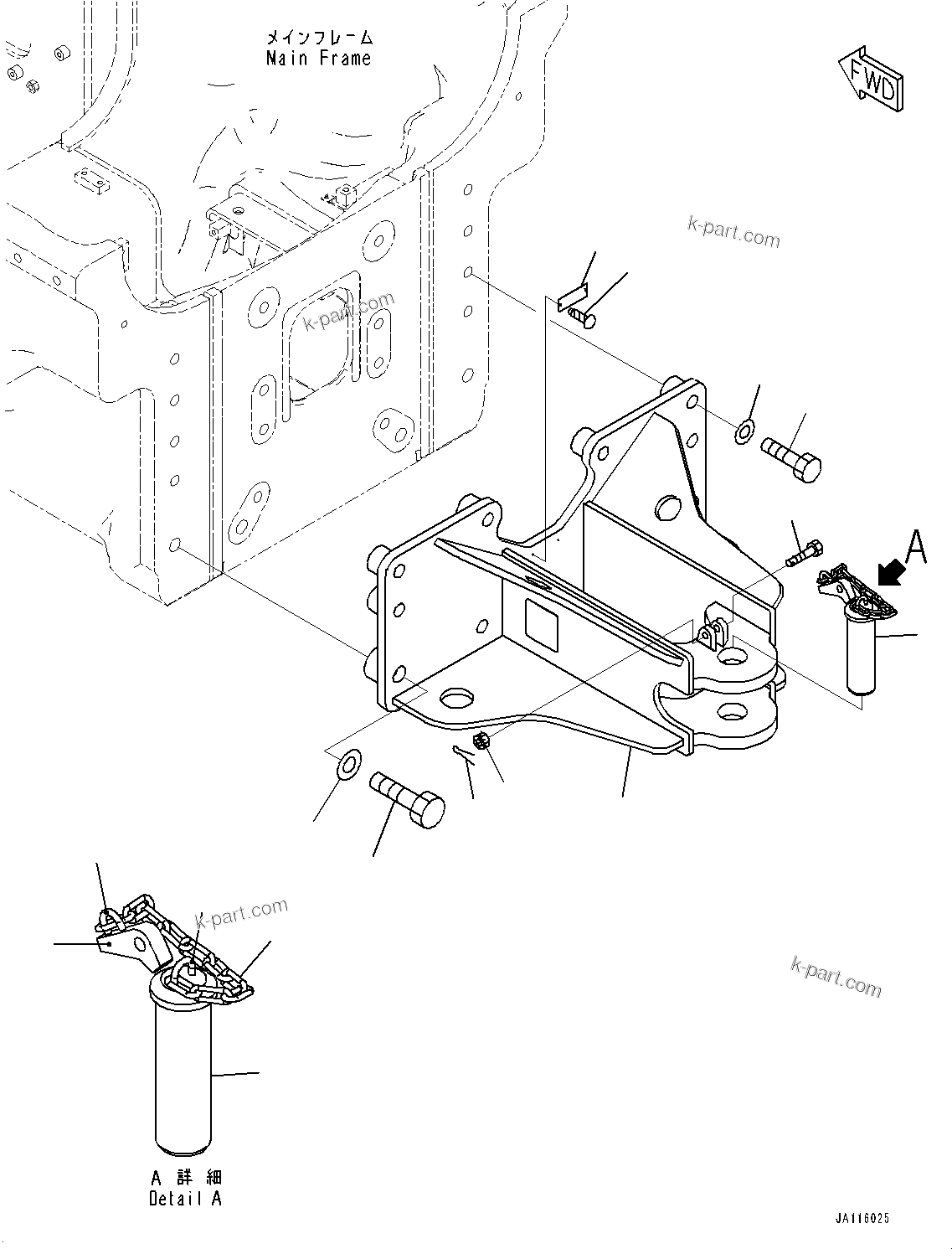 Komatsu parts book diagram for D61PX-24 S/N 48001-UP: DRAWBAR, (LONG DRAWBAR TYPE)(#46272-)