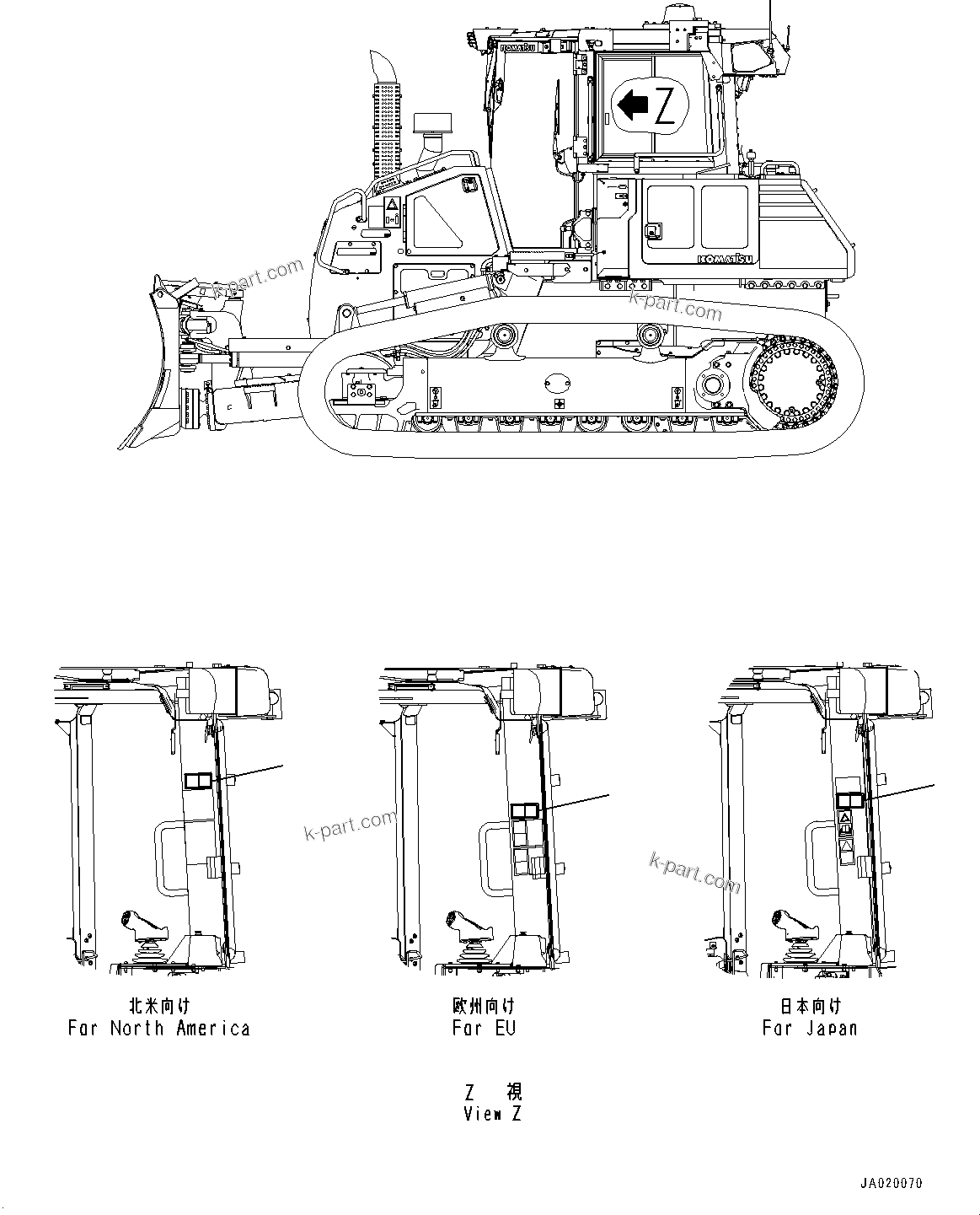 Komatsu parts book diagram for D61PX-24 S/N 48001-UP: CAUTION PLATES, BLAST SITE, (#40001-)