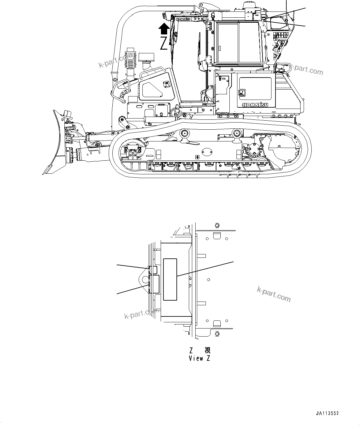 Komatsu parts book diagram for D61PX-24 S/N 48001-UP: PLATE, TIE-OFF, (FOR AUSTRALIA REGULATION, TIE-OFF)(#45558-)