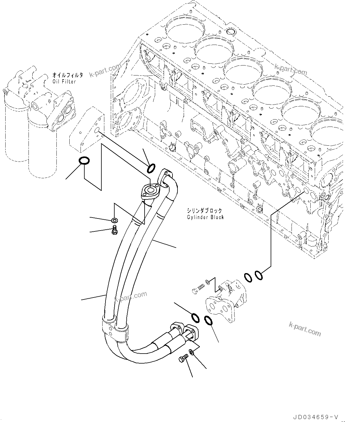 Komatsu parts book diagram for PC800SE-8E0 S/N 67001-UP: ENGINE MOUNTING, OIL FILTER PIPING(#65001-)