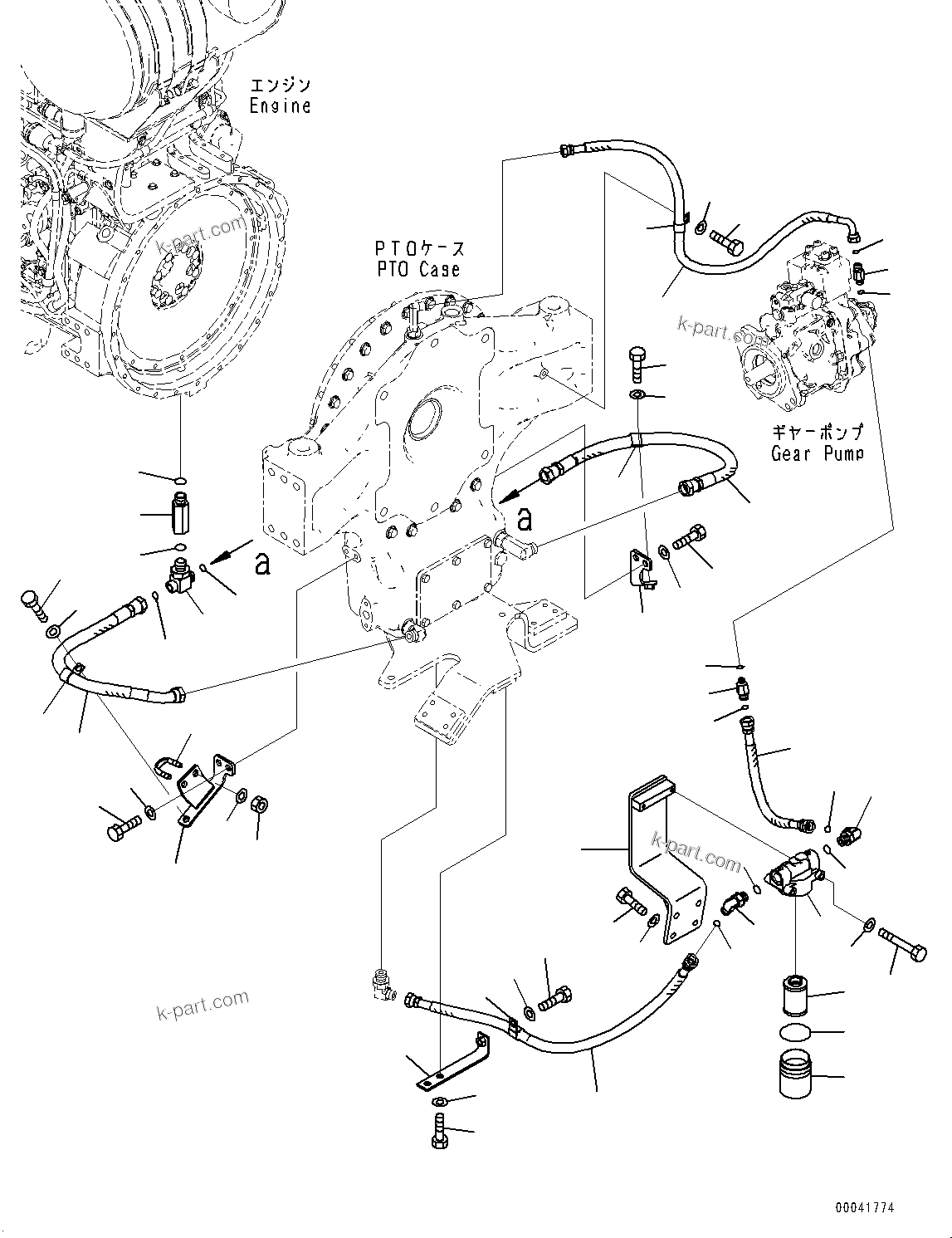 Komatsu parts book diagram for PC800SE-8E0 S/N 67001-UP: PTO (POWER TAKE OFF), LUBRICATION PIPING(#65001-)