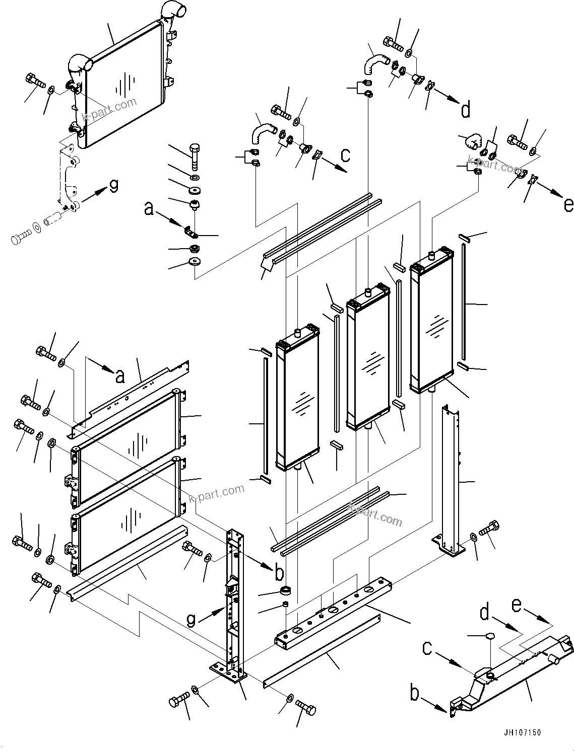 Komatsu parts book diagram for PC800SE-8E0 S/N 67001-UP: COOLING SYSTEM, RADIATOR, AFTERCOOLER AND OIL COOLER(#65561-)