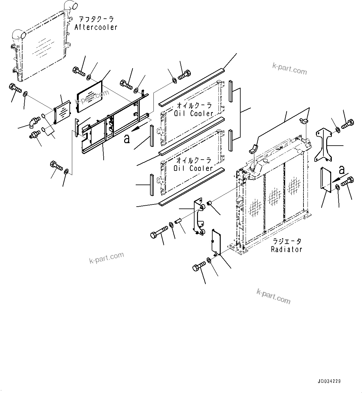 Komatsu parts book diagram for PC800SE-8E0 S/N 67001-UP: COOLING SYSTEM, BRACKET(#65561-)