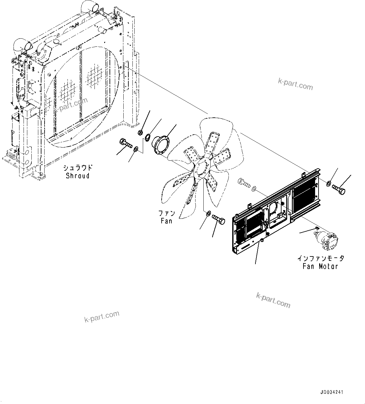 Komatsu parts book diagram for PC800SE-8E0 S/N 67001-UP: COOLING SYSTEM, FAN MOUNTING(#65561-)