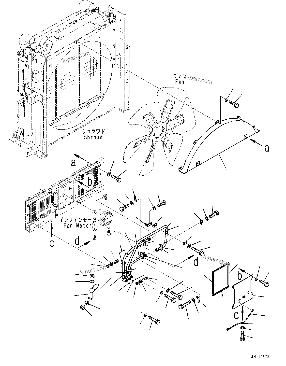 Komatsu parts book diagram for PC800SE-8E0 S/N 67001-UP: COOLING SYSTEM, FAN MOTOR PIPING(#65561-)